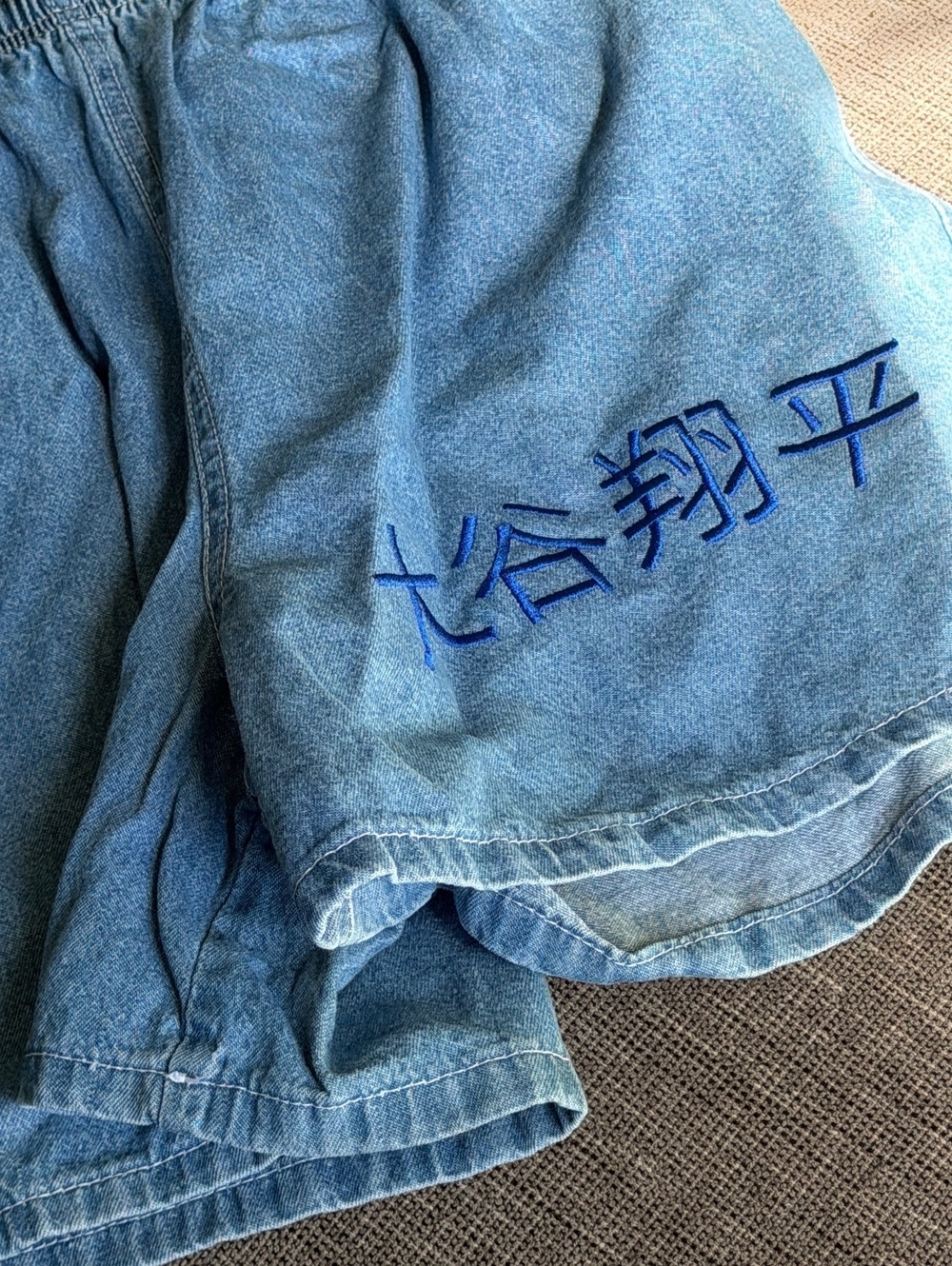 Shohei Ohtani Dodgers Sakura Embroidered Denim Shorts Y2K Light Wash Medium - Picture 3 of 7
